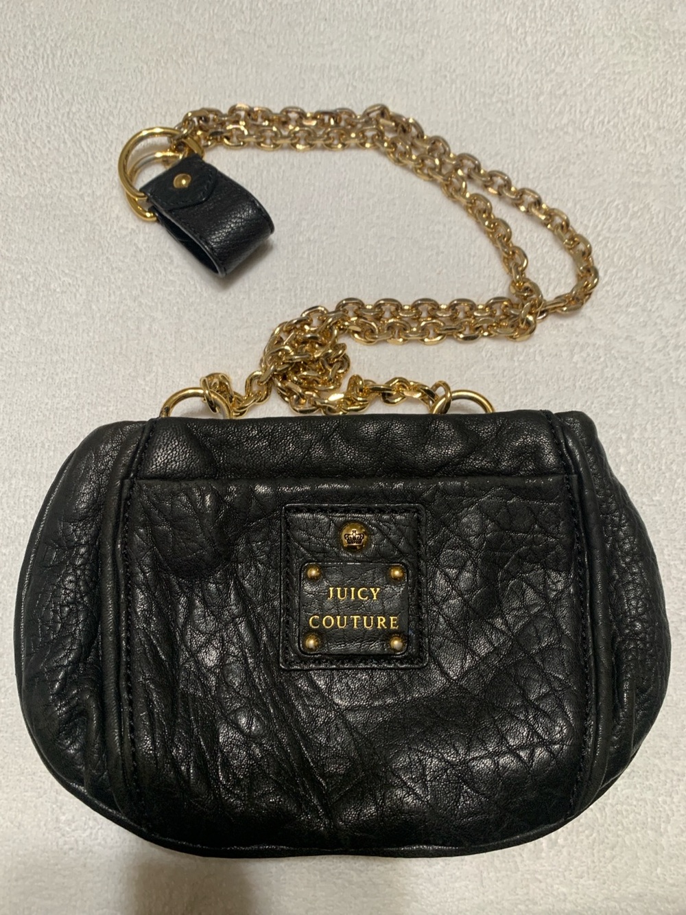 Juicy Couture Black Quilted Leather Crossbody with Gold Chain